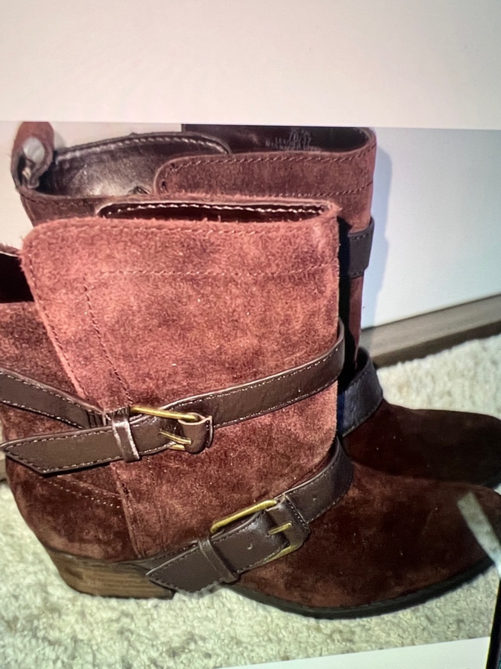 Brown Suede KAI moto style Boots - Picture 4 of 8